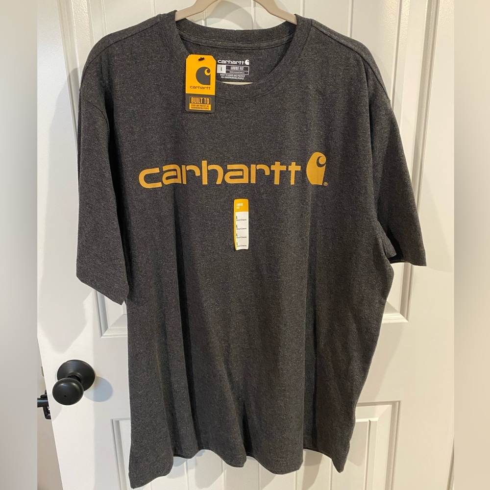 Carhartt Charcoal Gray Tee with Gold Logo NWT
